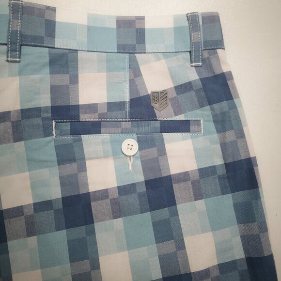 NWOT Rule 18 A Bobby Jones Brand Men's Size 36 Teal & White Plaid Golf Shorts - Picture 8 of 12